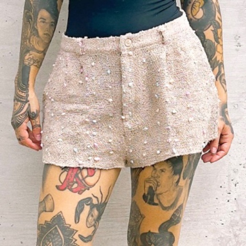 TOPSHOP/Preowned Women’s Bobble Accented High Waisted Shorts Pastel Multi S